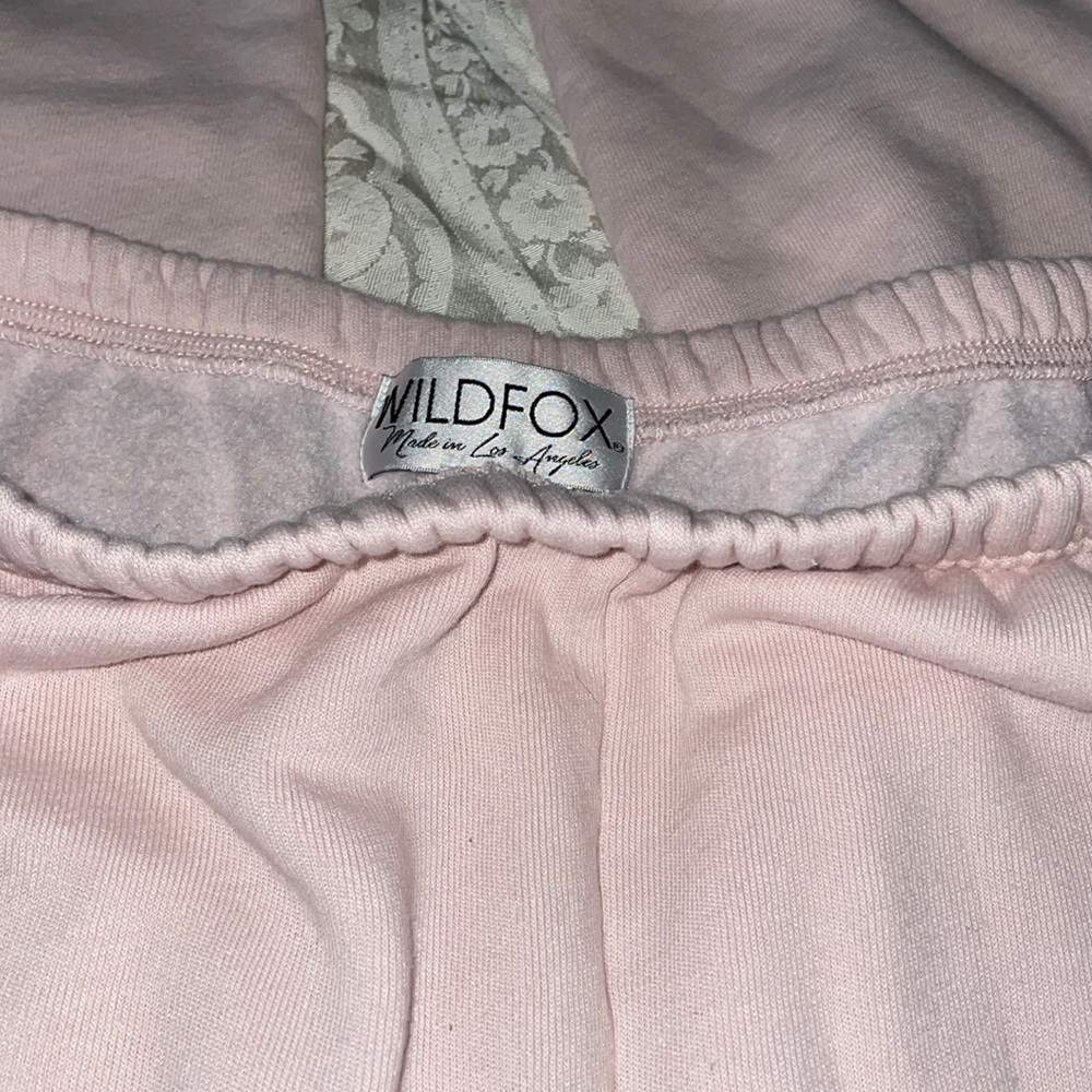 Wildfox  made in L.A. Powder pink sweat pants. “Bridesmaid” on left leg. Medium